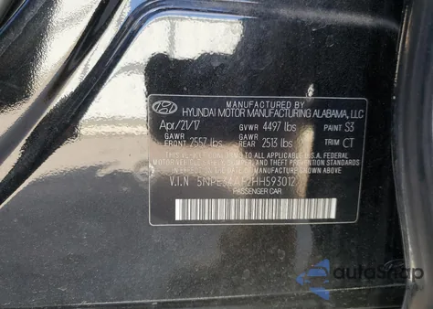 2017 Hyundai Sonata Sport из США, поврежденный, VIN 5NPE34AF2HH593012